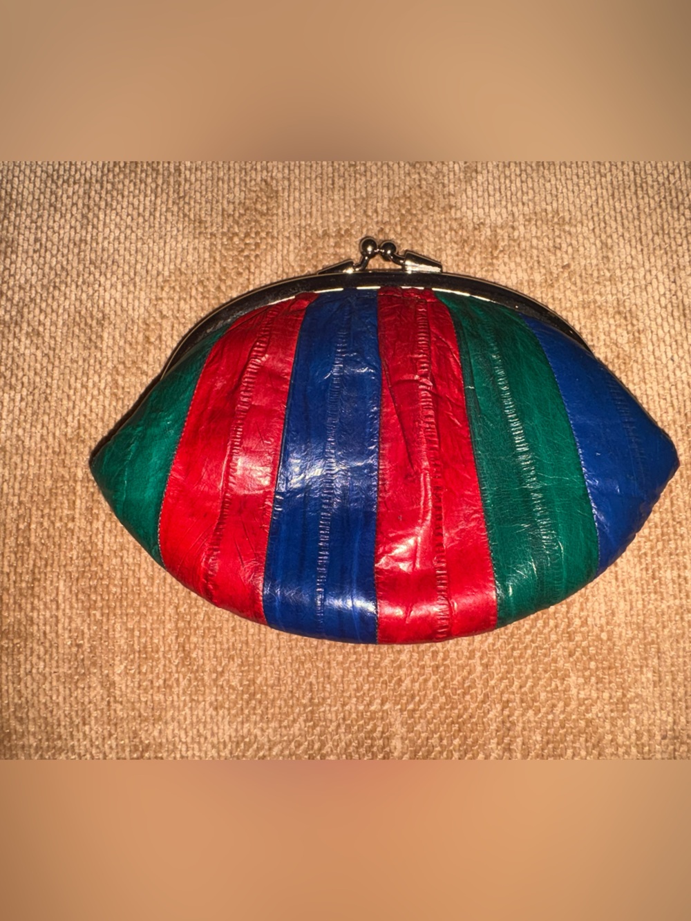 Vintage Eel Skin Three Color Coin Wallet, Nice!